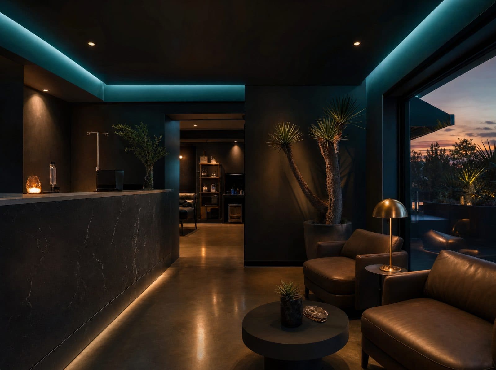 Modern wellness lounge interior at Recovery Room AZ