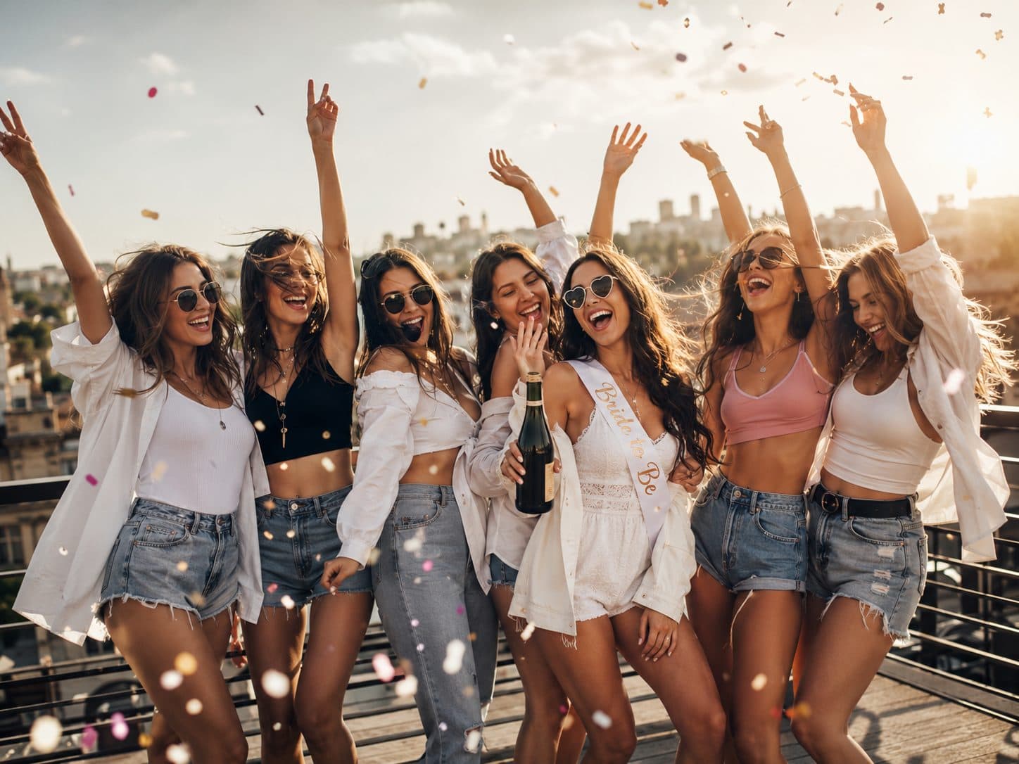 Friends celebrating outdoors at sunset, feeling their best after treatments